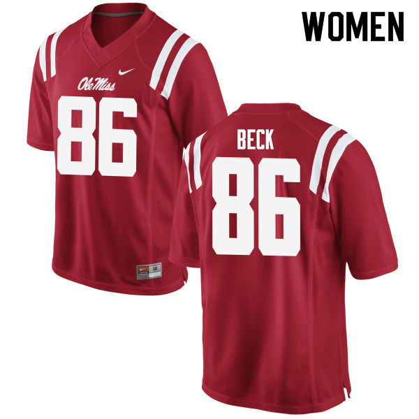 Drake Beck Ole Miss Rebels NCAA Women's Red #86 Stitched Limited College Football Jersey WIY7058AZ